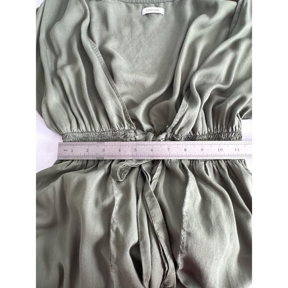 Victoria's Secret LASCANA Green Ruffled Trim Wrap Maxi Dress Cover-Up‎ 6 Beachy - Picture 8 of 13